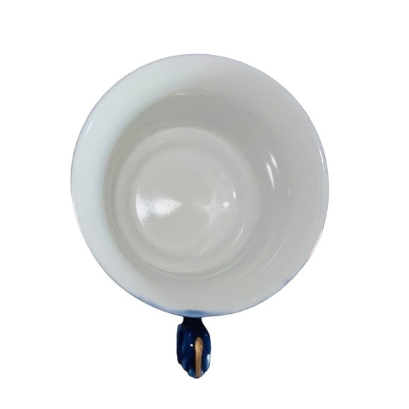 VINTAGE Porcelain Cobalt Blue Hand Painted Tea Cup Gold Gilded - Picture 6 of 6